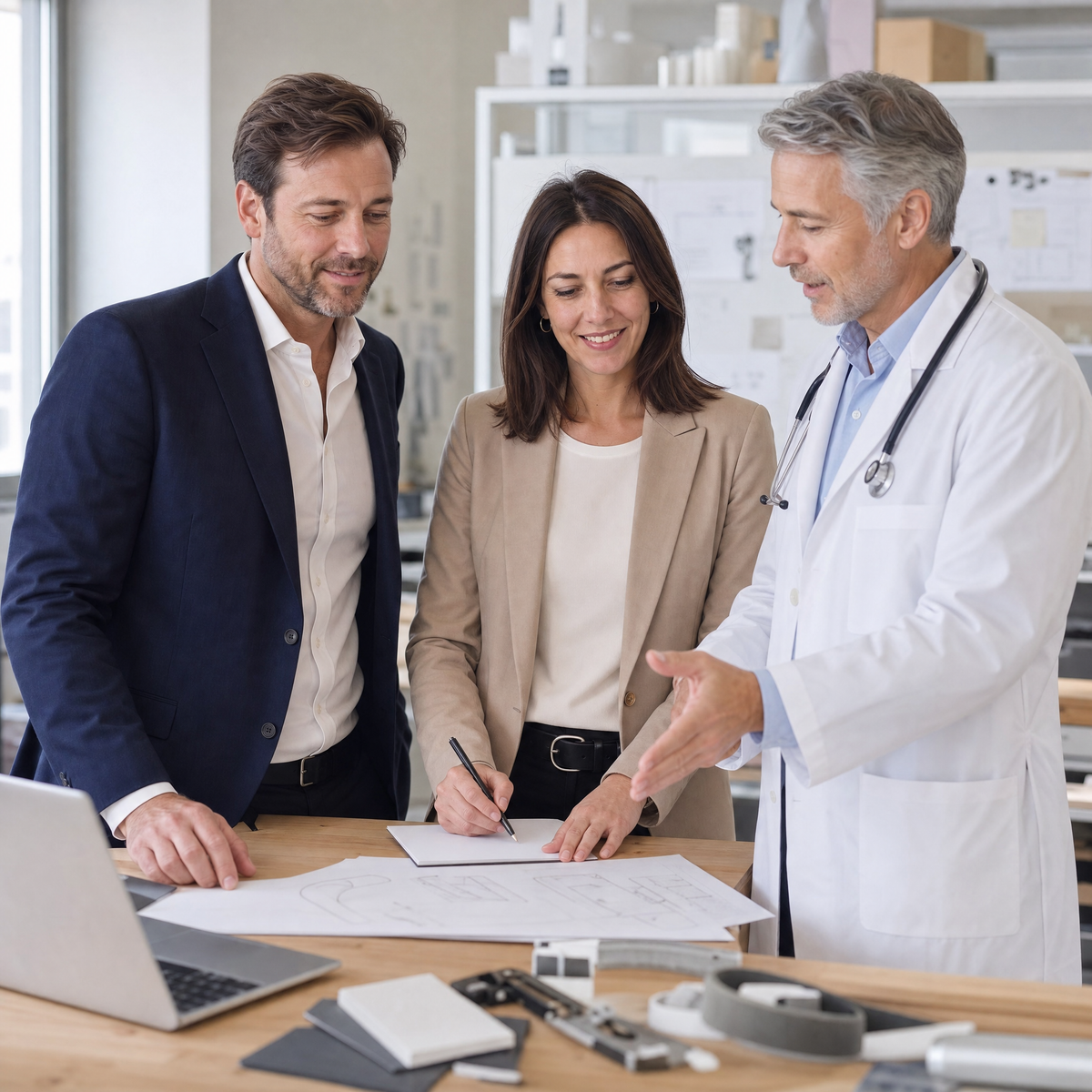 Unser Team mit Dr. med. Andreas Reinhardt bei der Produktentwicklung